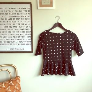 Polka dot peplum top